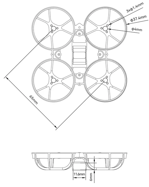 BETAFPV Meteor65 Pro Frame – 65mm Brushless Whoop FPV Frame - Gray - Image 3