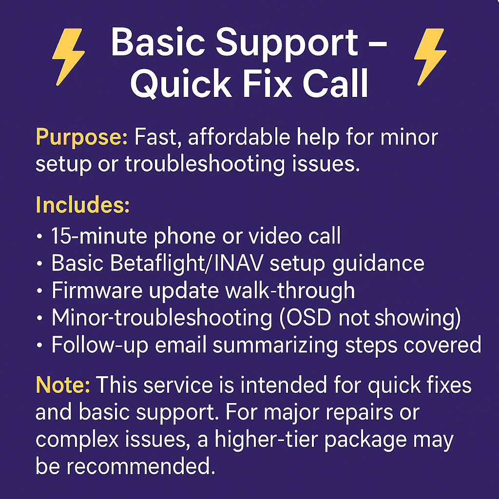 FPV Drone Phone/Video Basic Support Quick Fix Call - Image 2