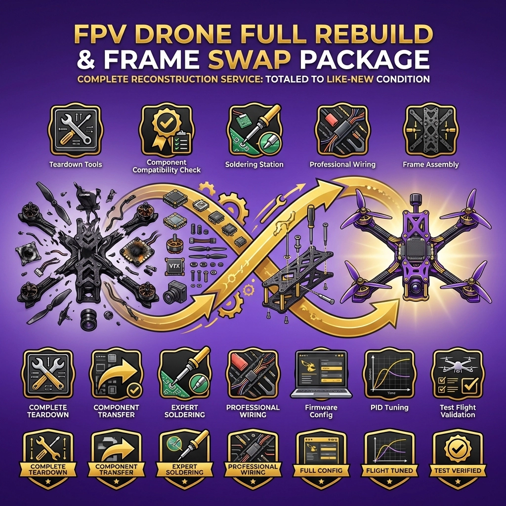 FPV Drone Full Rebuild and Frame Swap Package