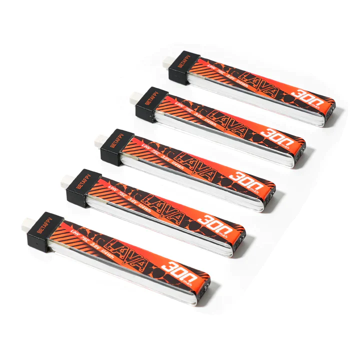 BETAFPV LAVA 1S 300mAh 75C BT2.0 Battery (5PCS) – High-Performance FPV Whoop Pack