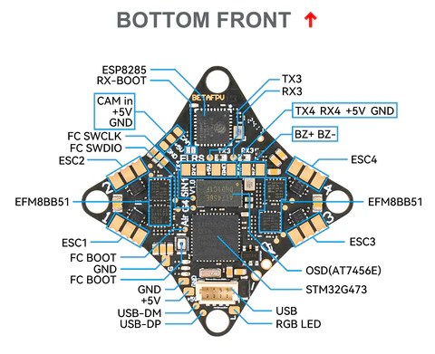 BetaFPV Air Brushless Flight Controller 5-in-1 AIO ELRS 2.4G 400mw VTX - Image 7